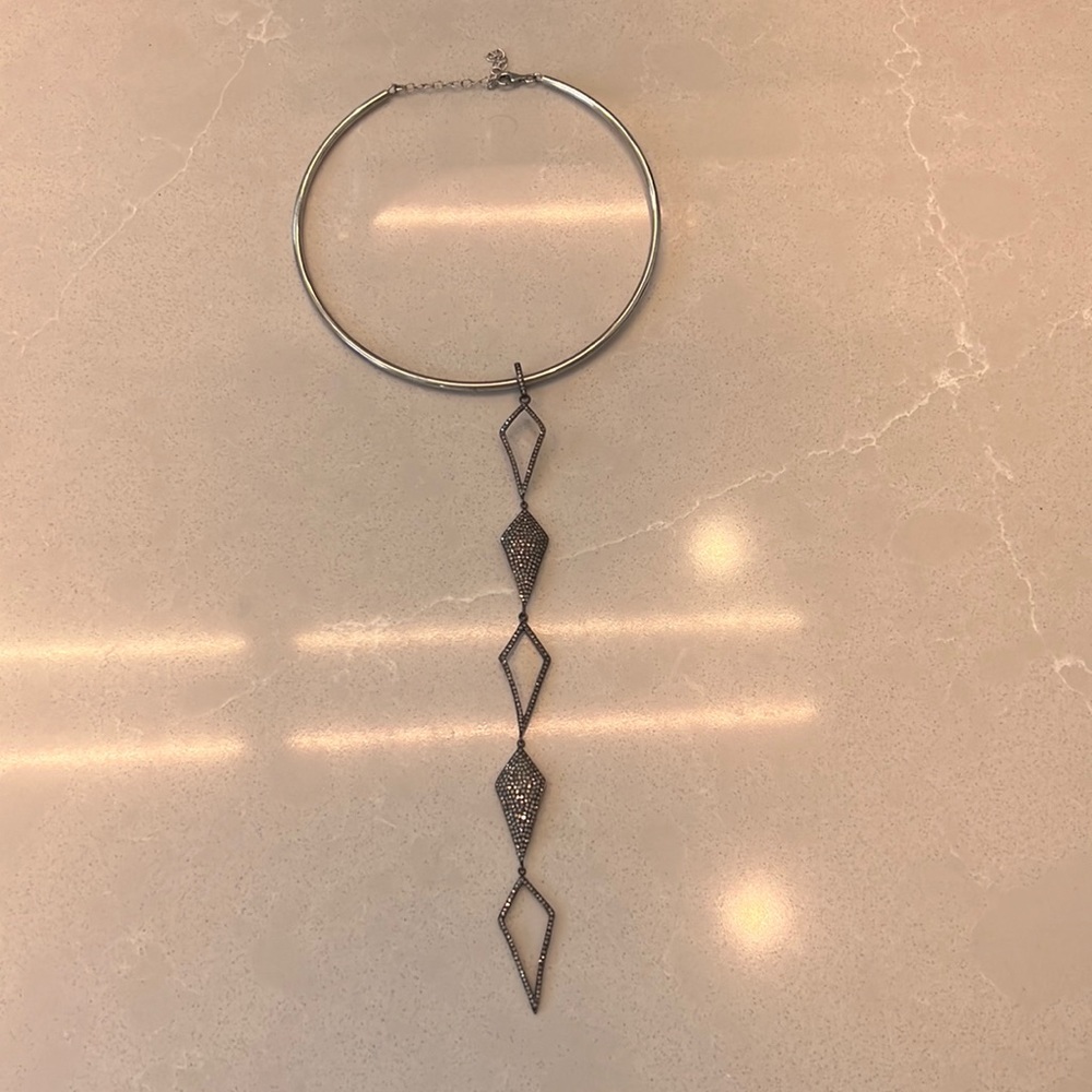 Long diamond charm choker